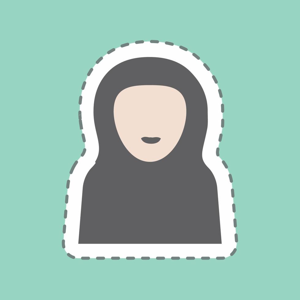 sticker islamitische vrouw - lijnsnede - eenvoudige illustratie vector