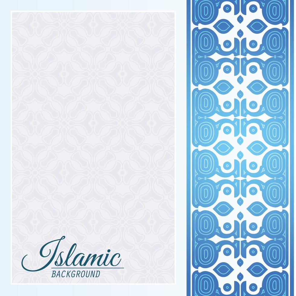 blauwe en witte islamitische achtergrond met ornamentpatroon vector