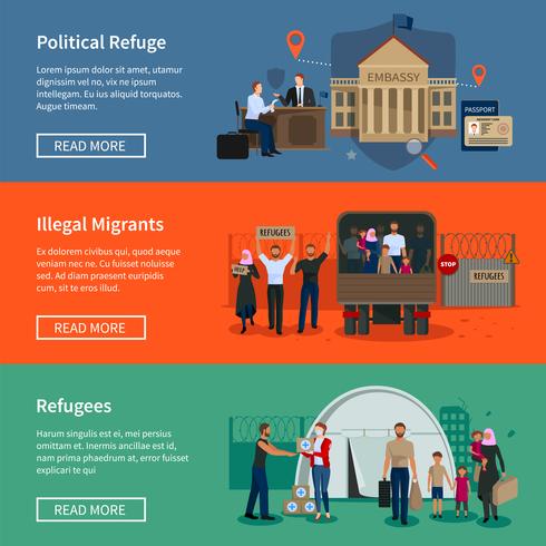 staatloze vluchtelingen horizontale banners vector