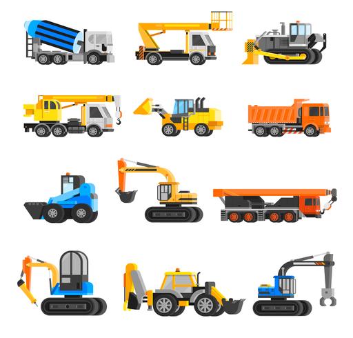 Bouwmachines Icons Set vector