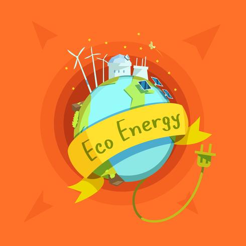 Ecologische energie cartoon retro vector