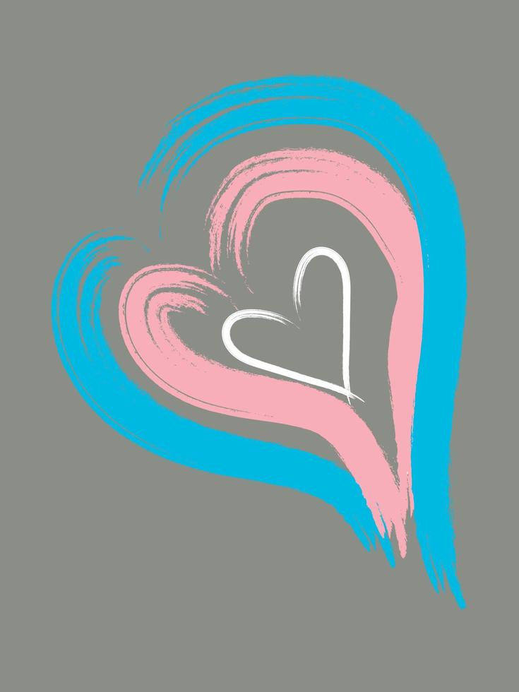 hart veelkleurige .valentijnsdag. mooie groet .card drie harten. een grunge achtergrond lgbt kleuren illustrator vector