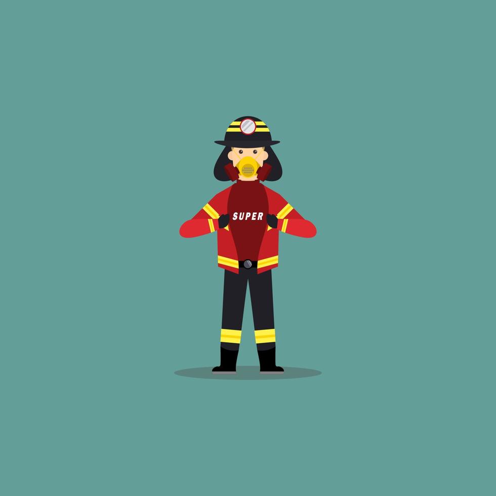 cartoon illustratie van super brandweerman vector