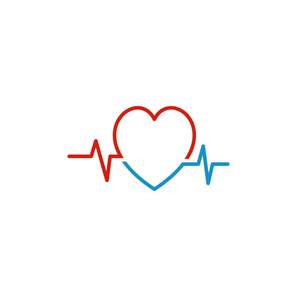 illustratie vectorafbeelding van rode en blauwe liefde met pulse logo vector