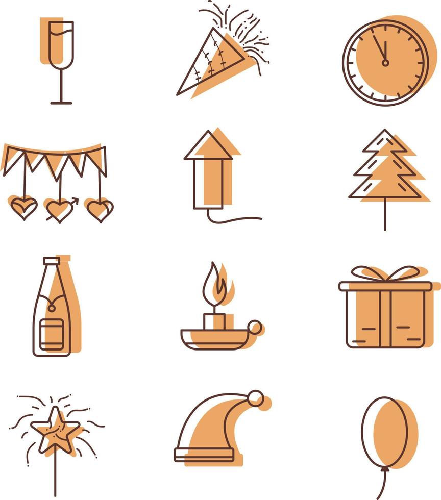 nieuwe jaar vector platte pictogram illustratie voor website project