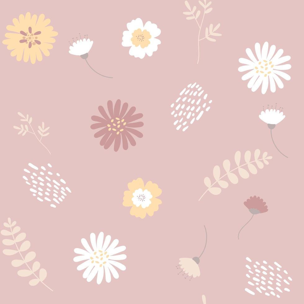 schattig patroon in bloem. naadloos patroon. kleurrijke bloemen. roze achtergrond. bloemen achtergrond. elegant de sjabloon voor modeprints. vector