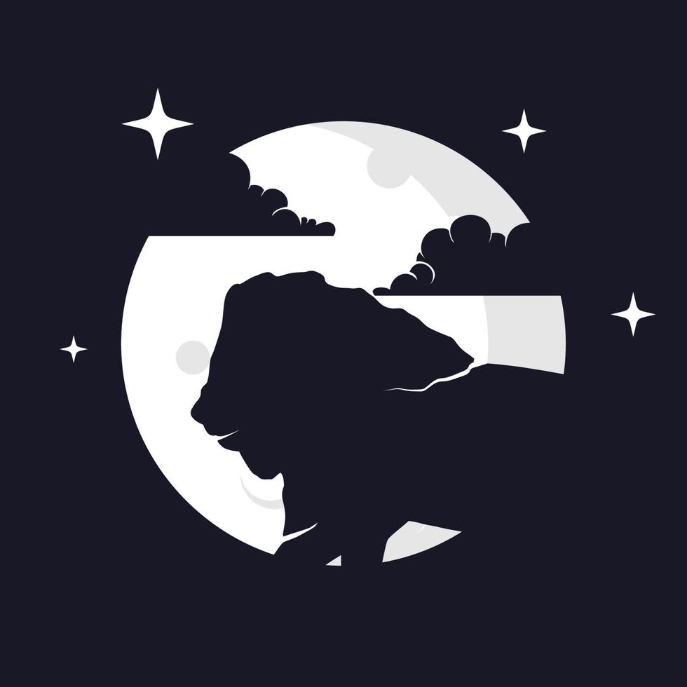 illustratie vectorafbeelding van leeuw met maan achtergrond. perfect om te gebruiken voor t-shirt of evenement vector