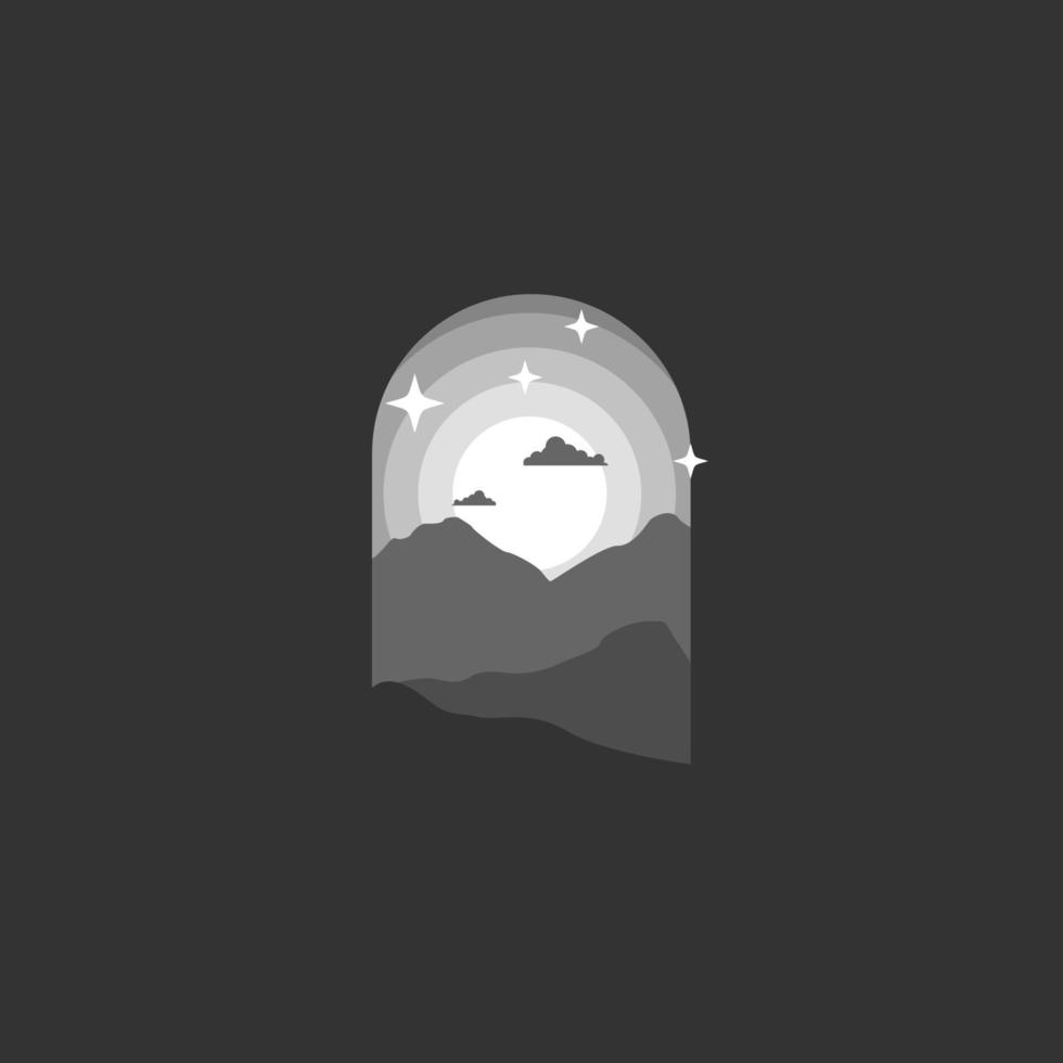 berg in de nacht. silhouet vector
