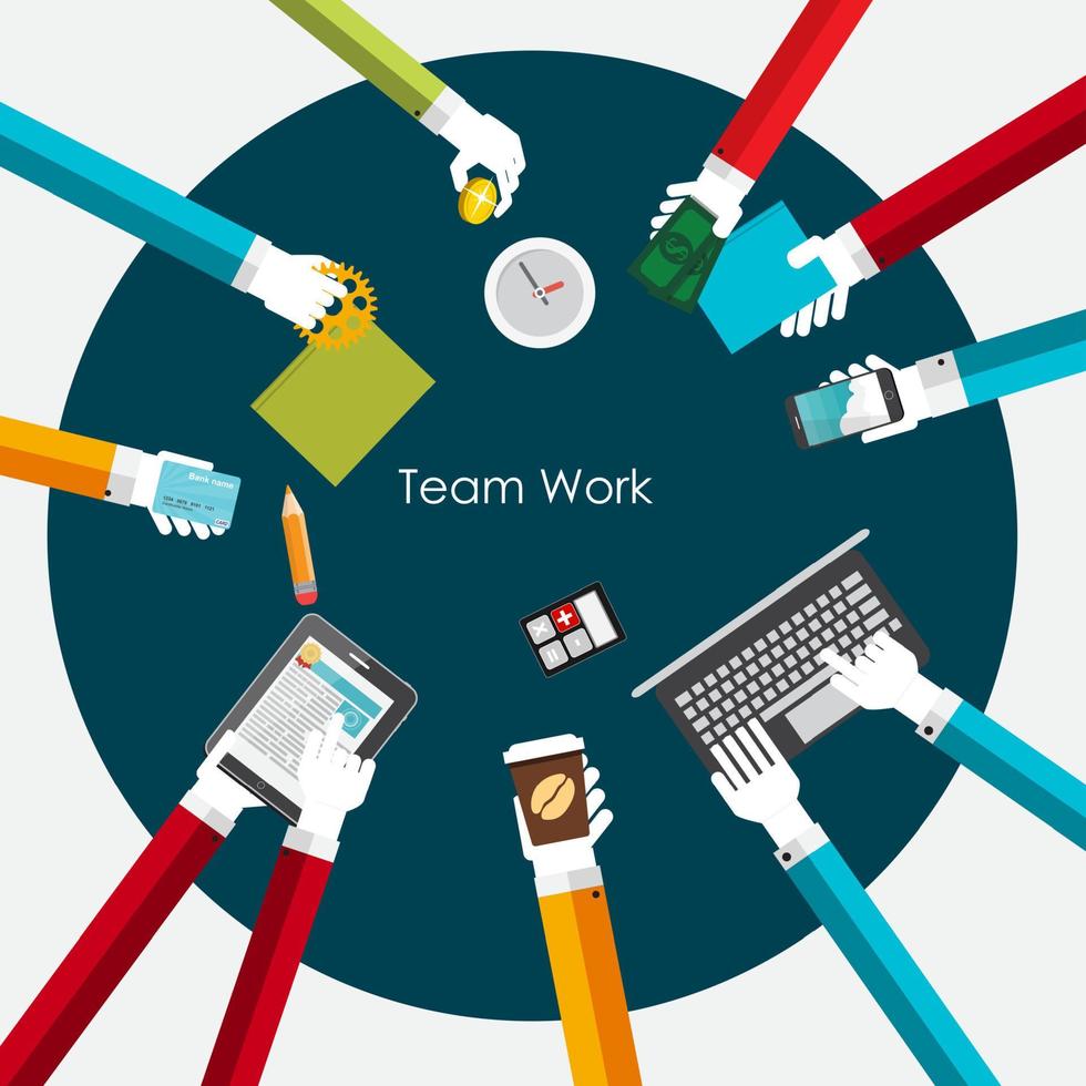 teamwerk platte concept vectorillustratie vector