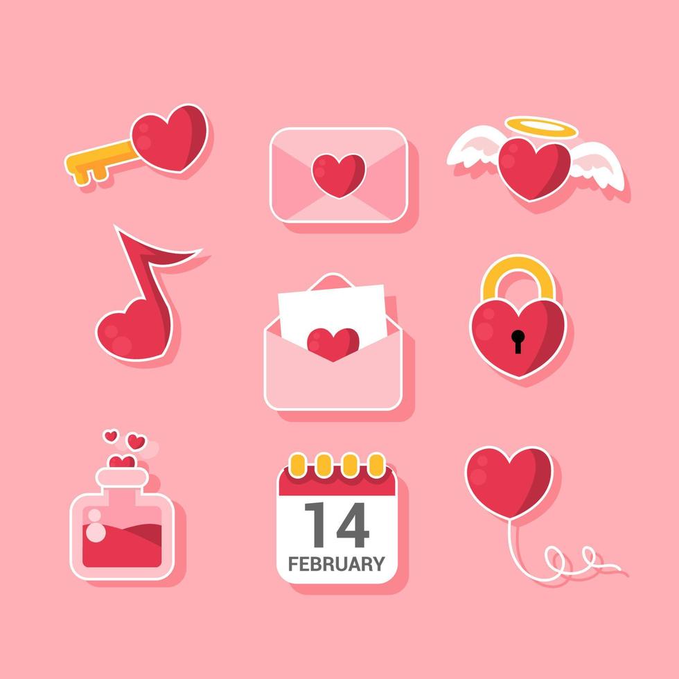 Valentijnsdag hart icon set vector