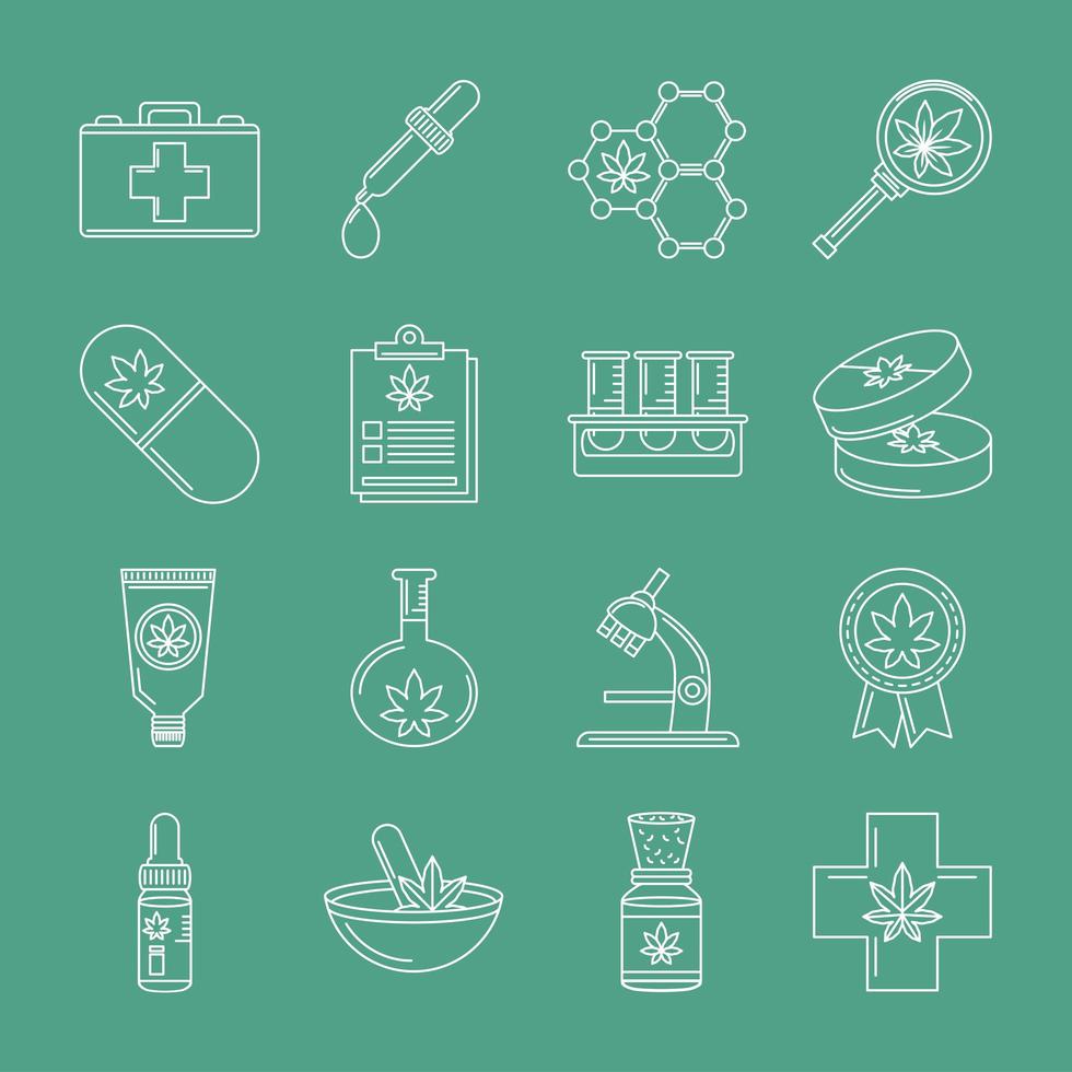 medicinale cannabis set vector