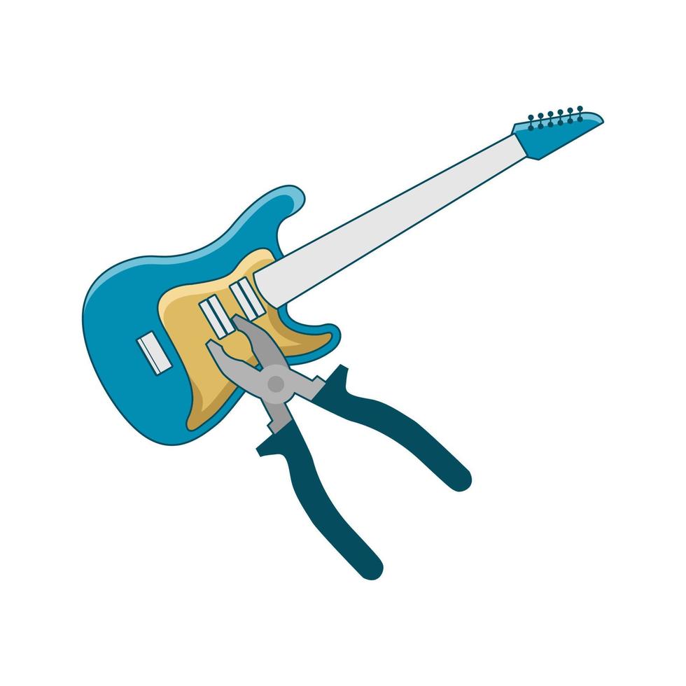 illustratie vectorafbeelding van gitaar reparatie logo. perfect te gebruiken voor reparatiebedrijf vector