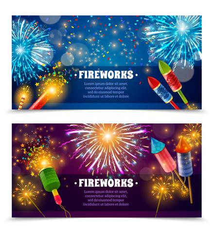 Firework Crackers 2 Feestelijke Banners Set vector