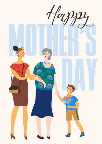 Gelukkige Moederdag. Vectorillustratie met vrouwen en kind. vector