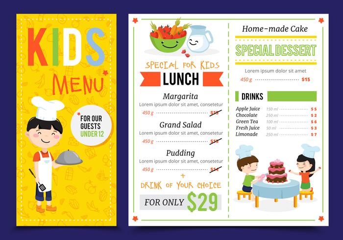 Kinderrestaurant Menu Design vector