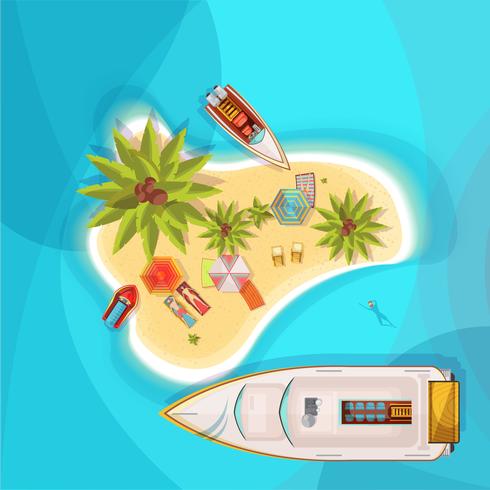 Island Beach Bovenaanzicht Illustratie vector