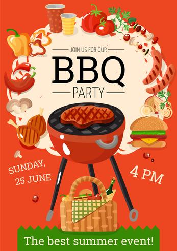 BBQ Barbecue Party Aankondiging Poster vector