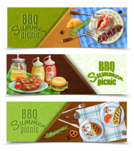 BBQ zomer picknick banners instellen vector