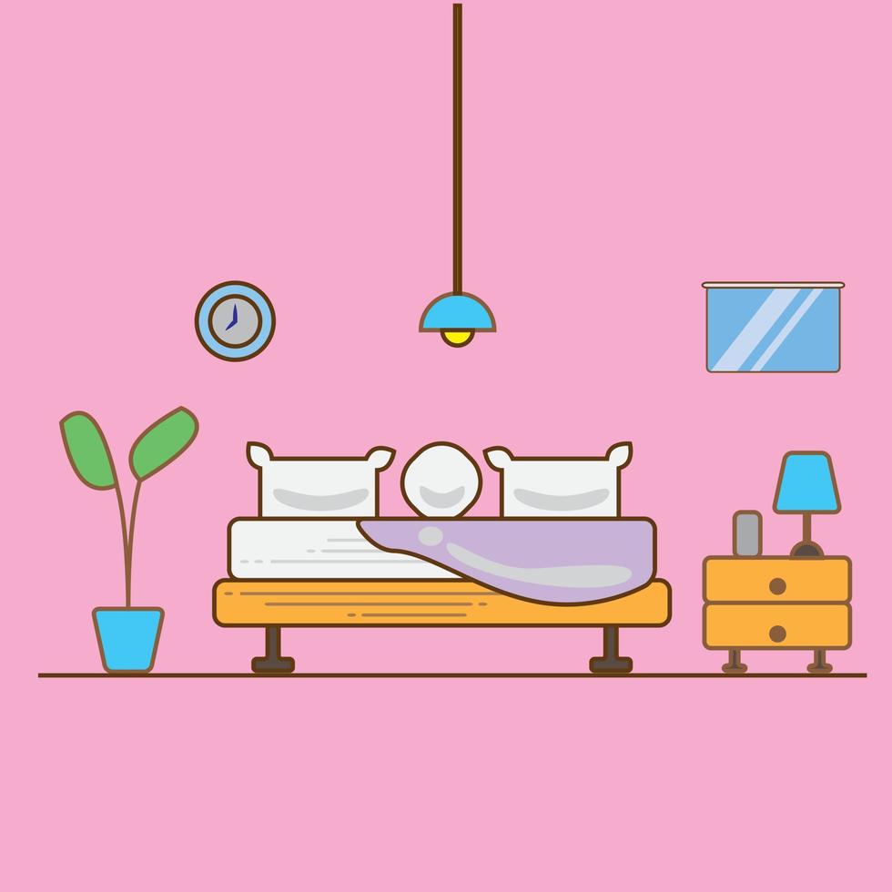 comfortabele slaapkamer ilustration platte vector ontwerp eps 10