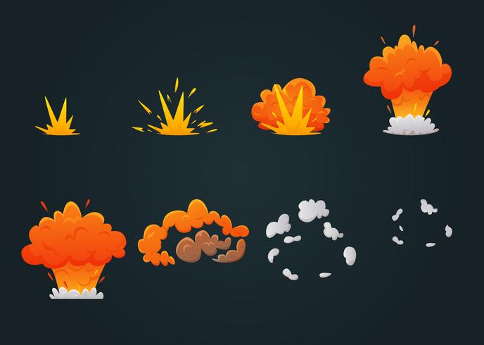 Explosie-animatie Icon Set vector