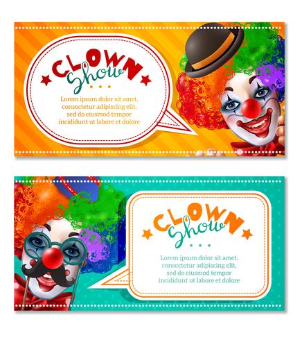 Circus Clown Laat 2 horizontale banners zien vector