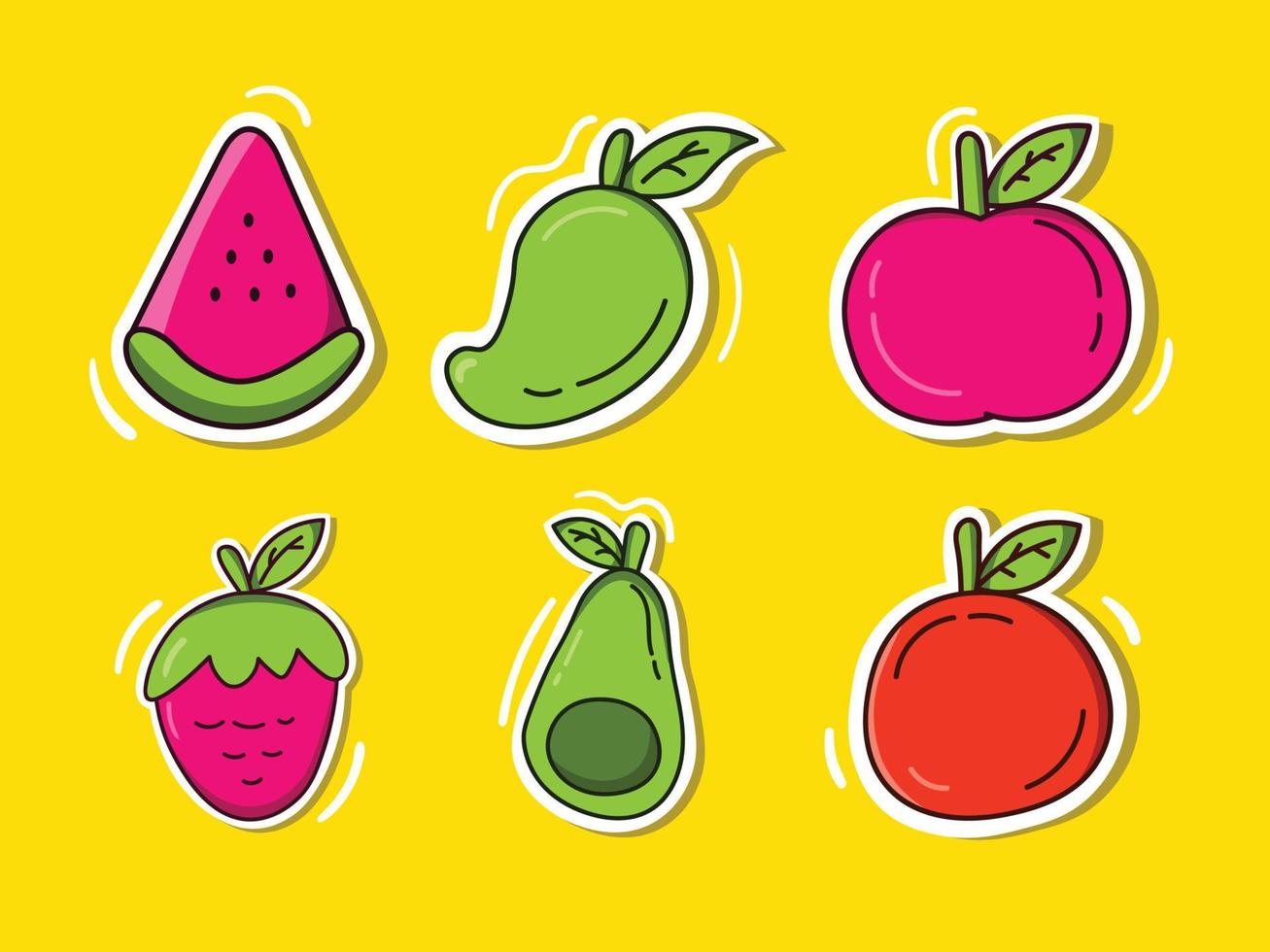 bundel set sticker van fruit illustratie vector