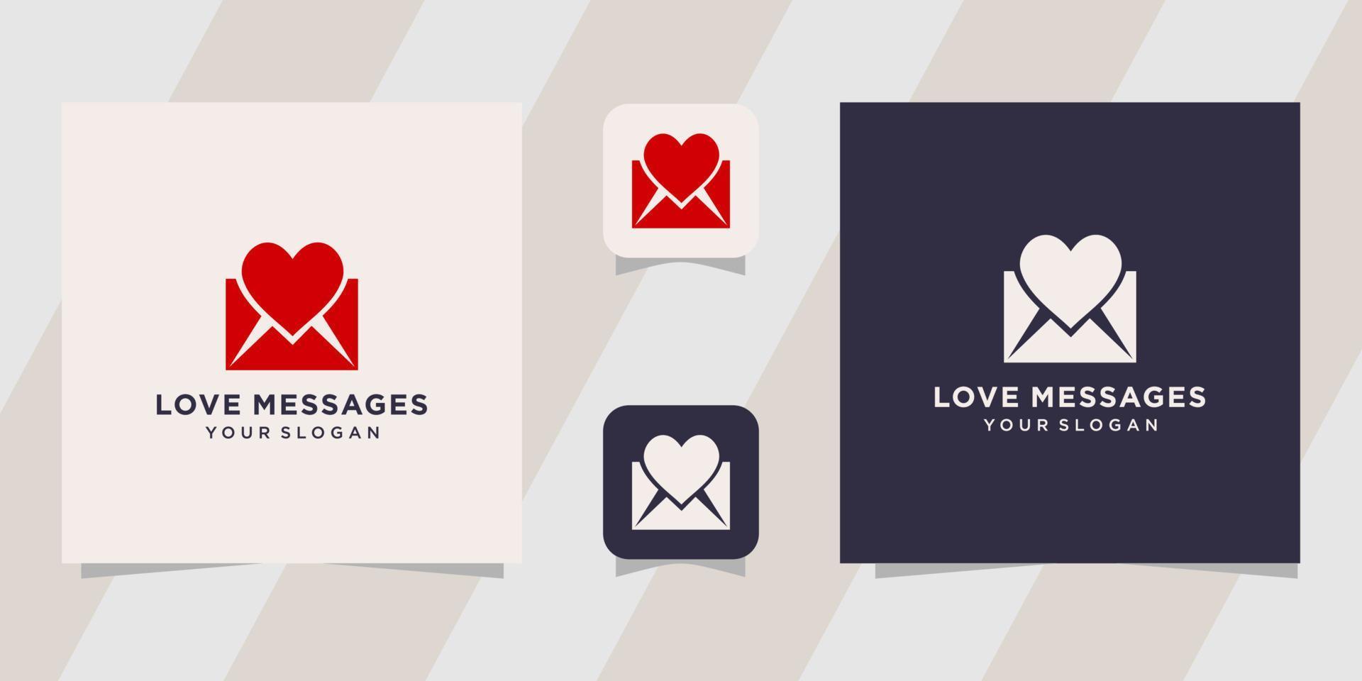 liefde met bericht logo sjabloon vector