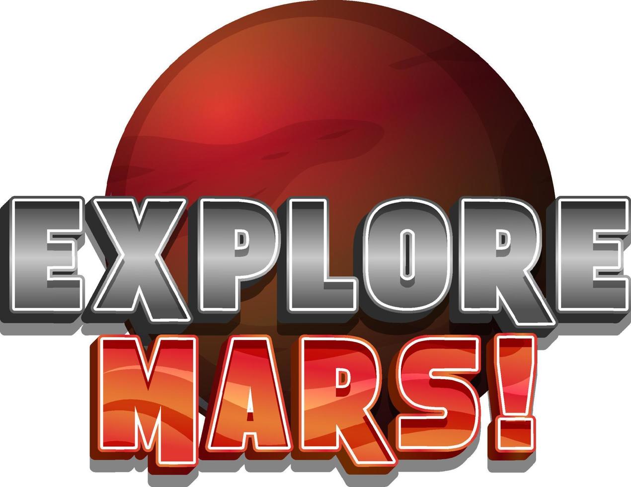 verken mars woord logo-ontwerp met mars planet vector