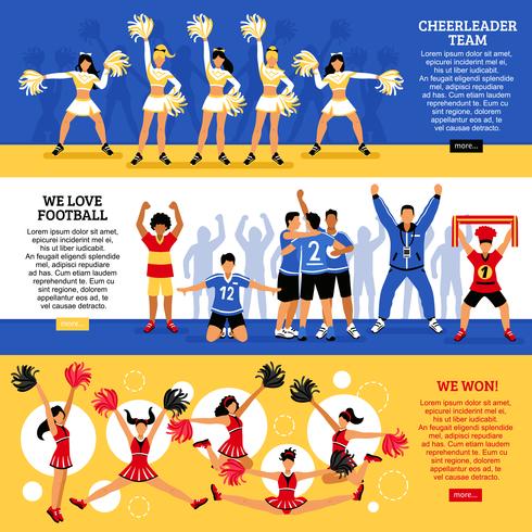 Cheerleaders Team 3 platte banners vector