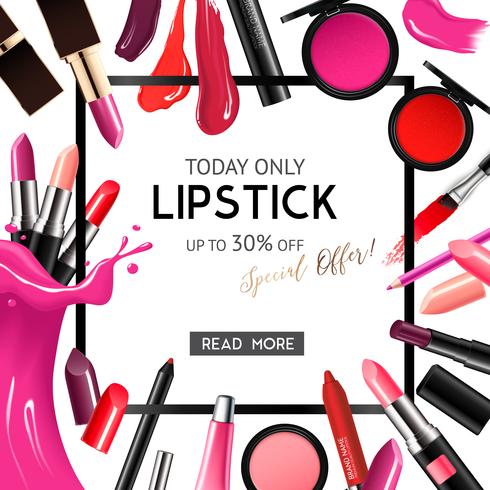 Lip make-up cosmetica realistische frame vector