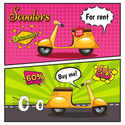 Scooters stripstijl Banners vector