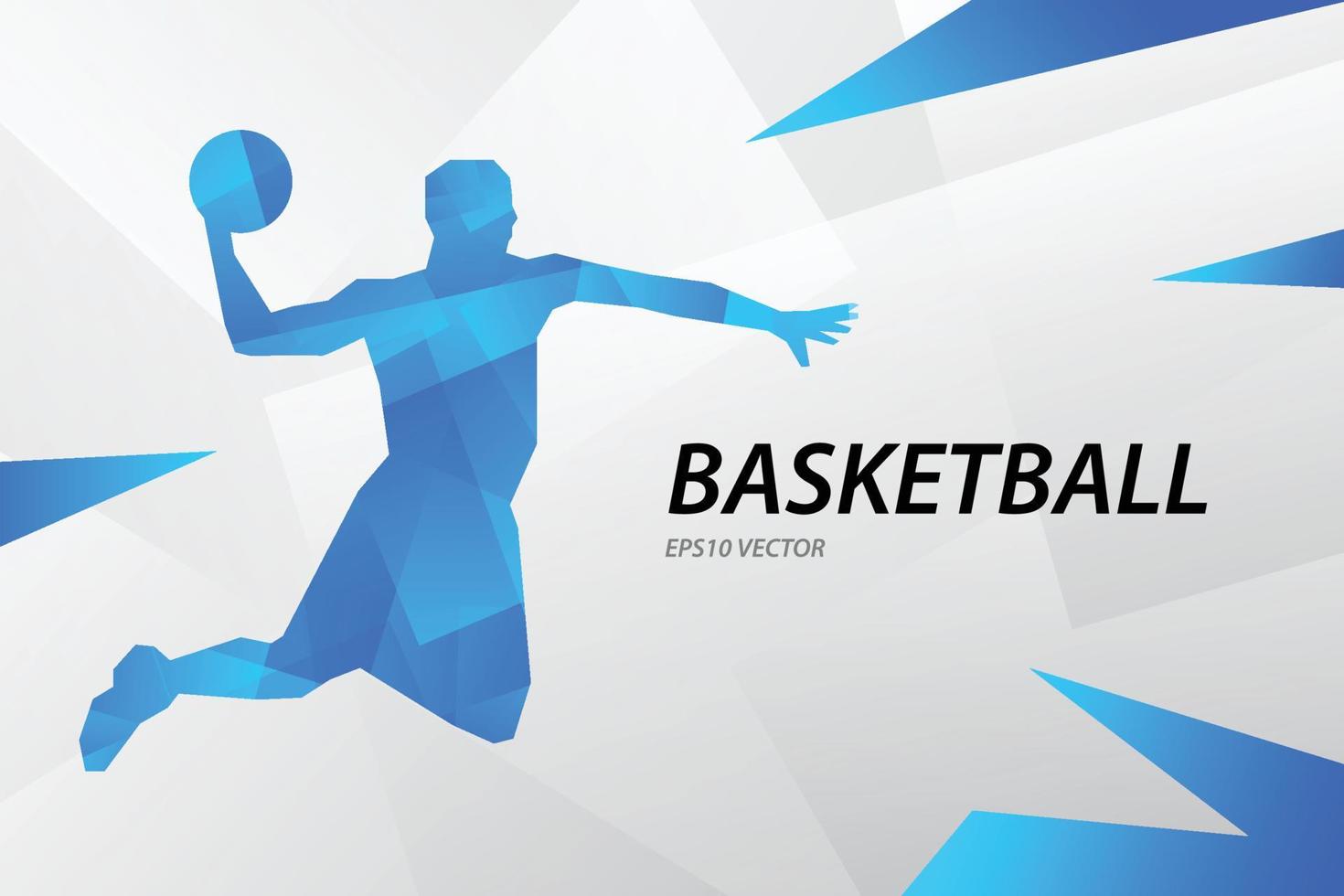 blauwe moderne vector grafische basketbalspeler op abstracte achtergrond