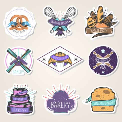 Bakkerij Stickers Set Vintage stijl vector