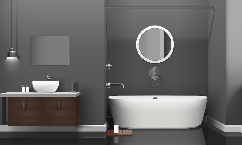 Modern realistisch badkamersbinnenhuisontwerp vector