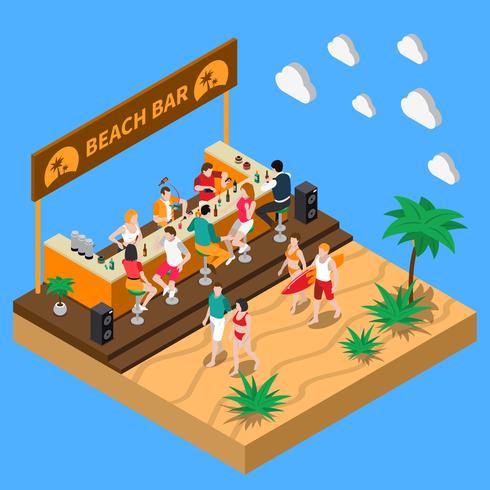 Beach Bar isometrische samenstelling vector