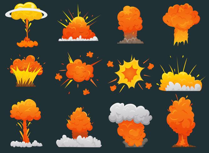 Retro Cartoon explosie Icon Set vector