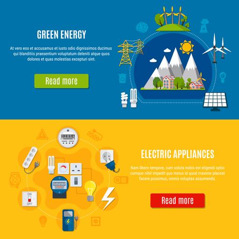 Groene energie en elektrische apparaten Banners vector