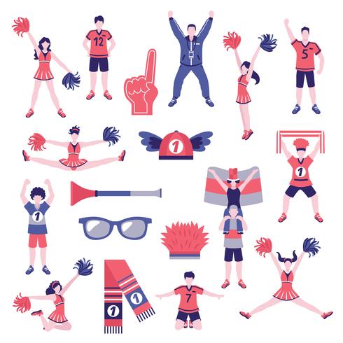 Fans Supporters vlakke pictogrammen collectie vector