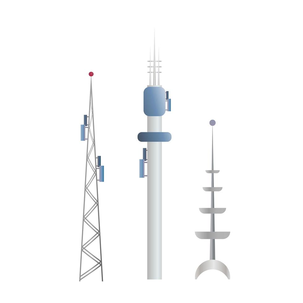 communicatie torens geïsoleerd op een witte achtergrond. vector. vector