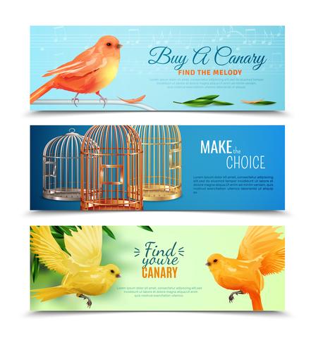 Kanarie en vogelkooien Banners Set vector