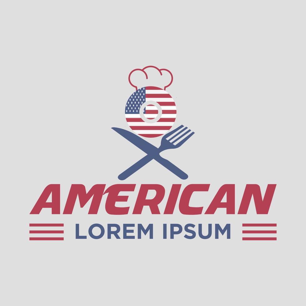 creatief logo-ontwerp van de Amerikaanse keuken. vectorillustratie ontworpen voor labels aan nationale gerechten, gebruikt voor reclame voor restaurants, snackbars of straatvoedsel vector