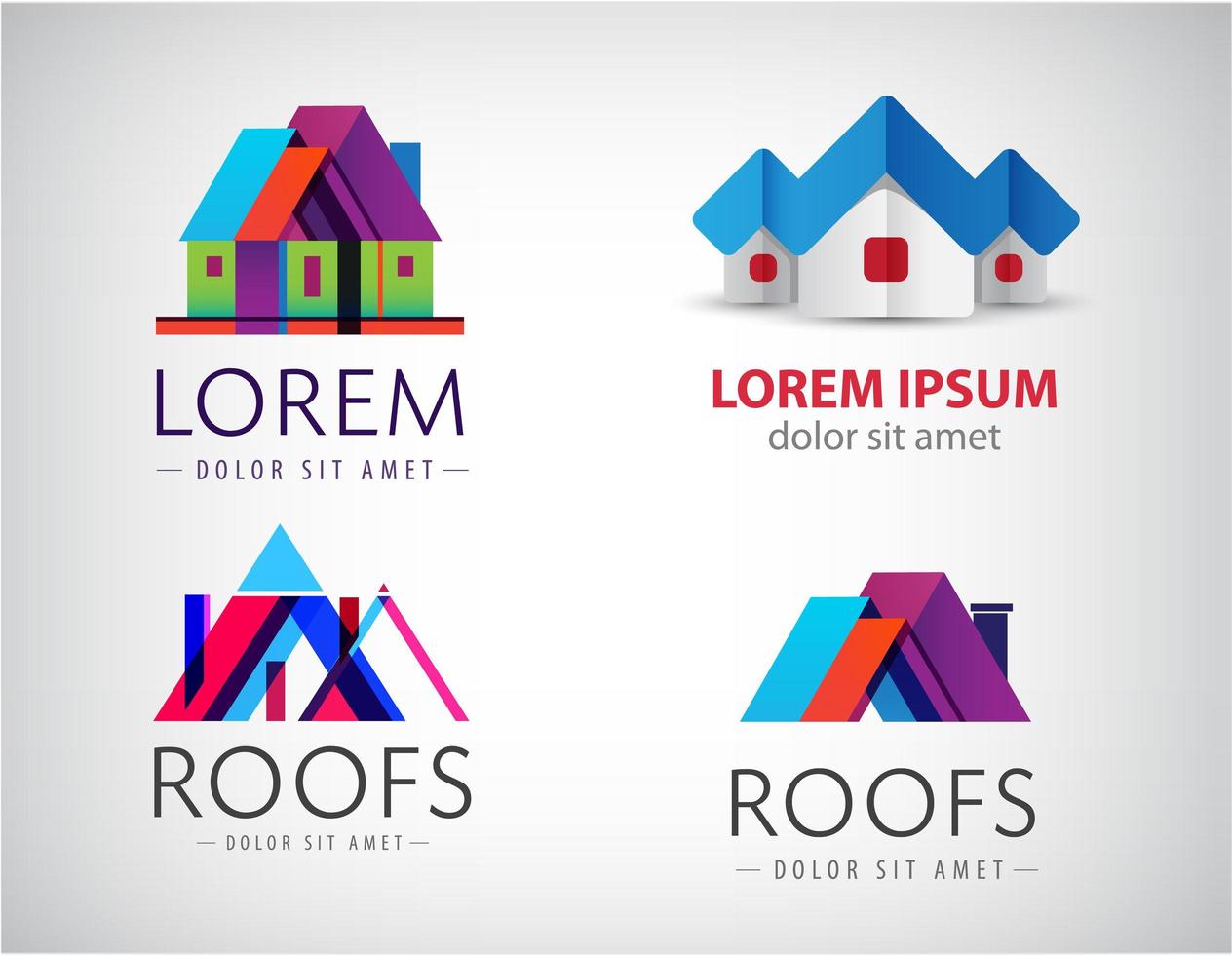 vector set van huizen, onroerend goed, het bouwen van logo's, iconen isolate