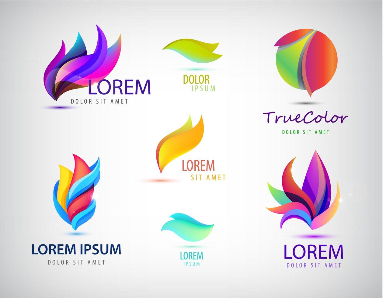 vector set abstracte spa, lotus, natuur golvende logo's. ontspannen, cosmetica Pictogram