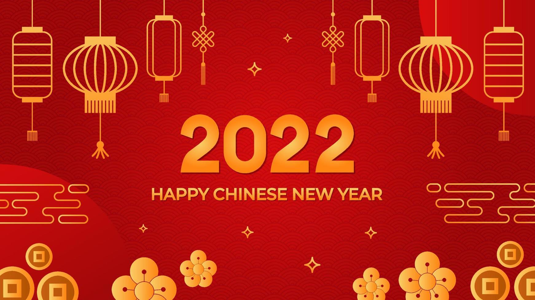 chinees nieuwjaar 2022 achtergrond met lantaarn vector