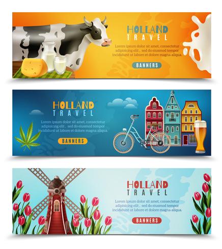 Holland Travel horizontale bannersenset vector