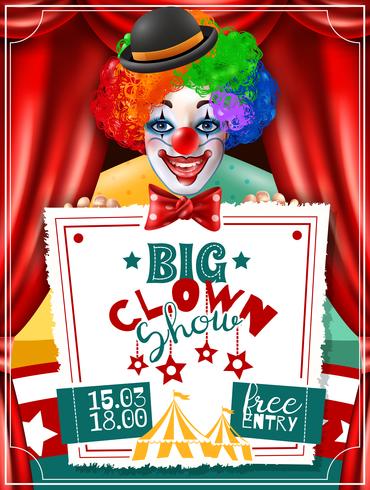 Circus Clown Show Uitnodiging Advertentie Poster vector