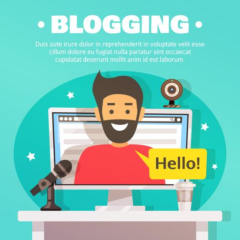 Blogger werkruimte achtergrond illustratie vector