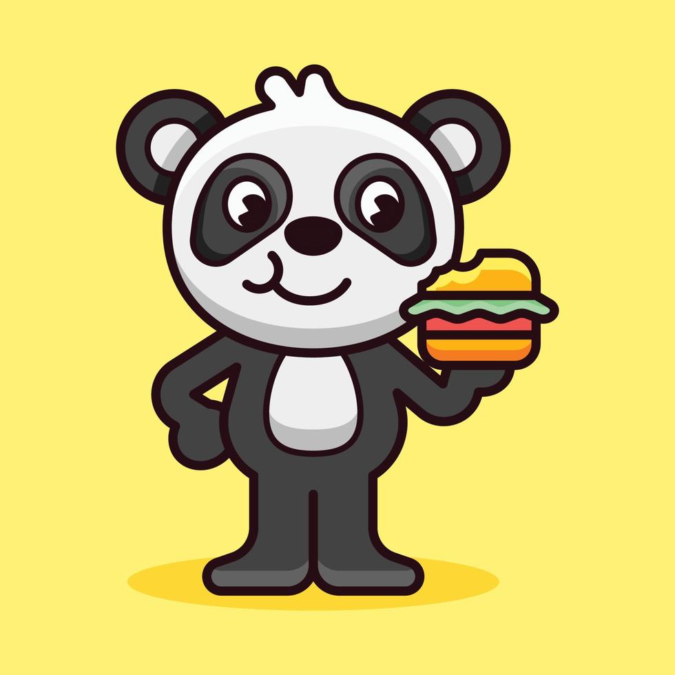 panda eet hamburger illustratie vector