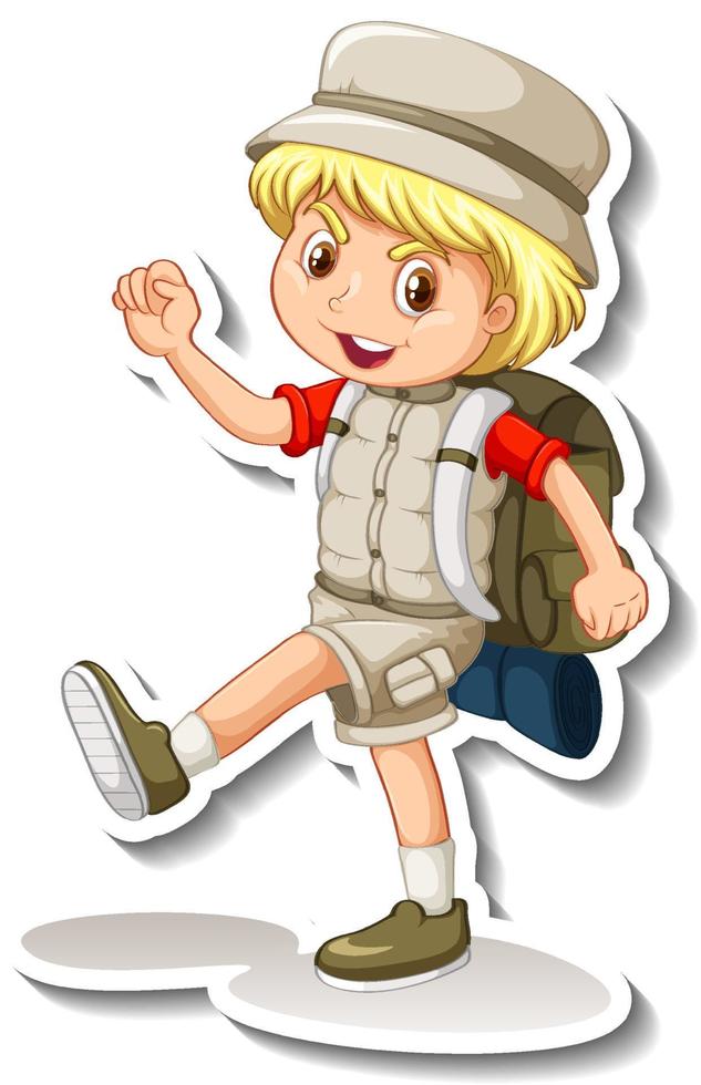 jongen in safari outfit stripfiguur sticker vector