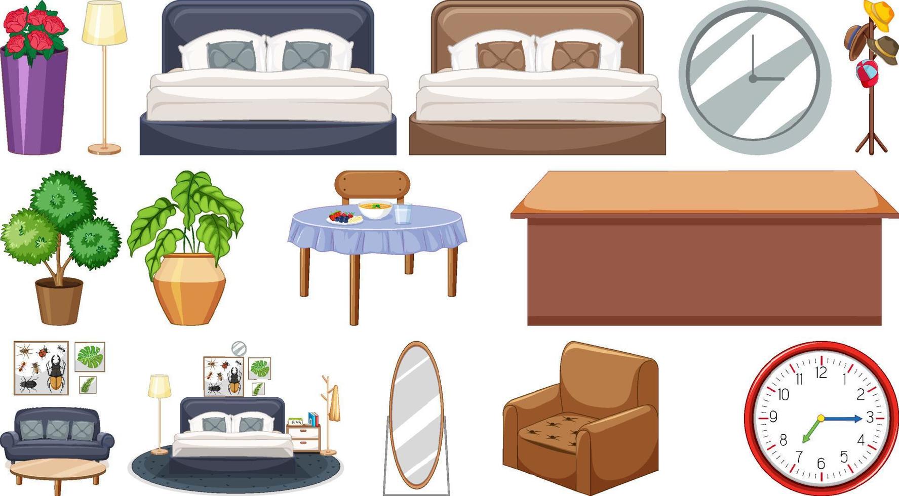 set interieurmeubels en decoraties vector